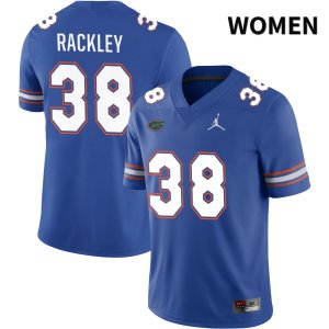 Women's Florida Gators #38 Cahron Rackley NCAA Jordan Brand Royal NIL 2022 Authentic Stitched College Football Jersey ZTQ0662ZX